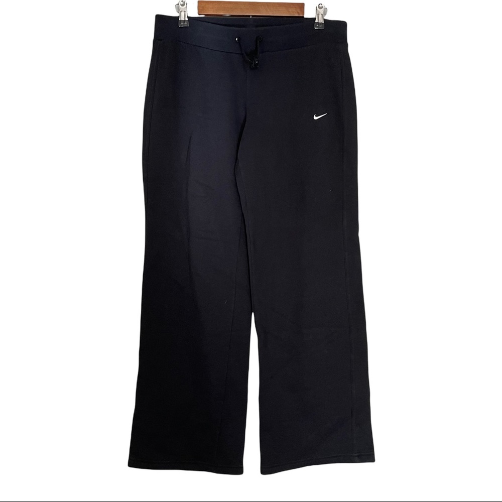 Nike Warm Up Pants Black Heavy Cotton Sweatpants Drawstring Straight Mens Medium